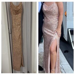 Night Way Collections Gold Sequin Prom Dress
